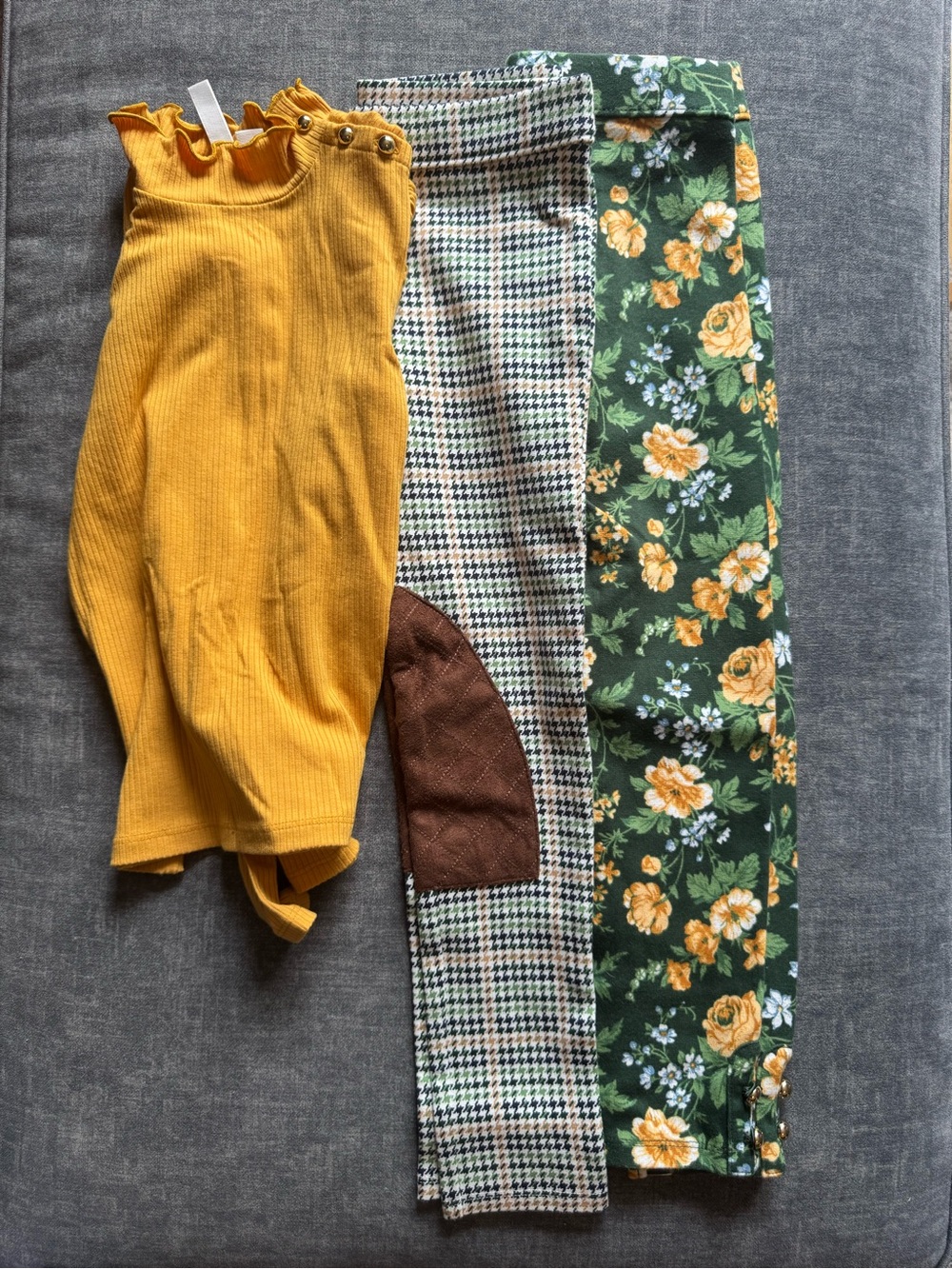 Janie and Jack Yellow Knit Top with Green Floral pant Set
